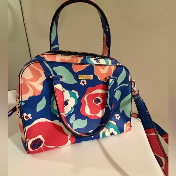 Kate Spade Blue and Red Floral Satchel - Picture 1 of 8